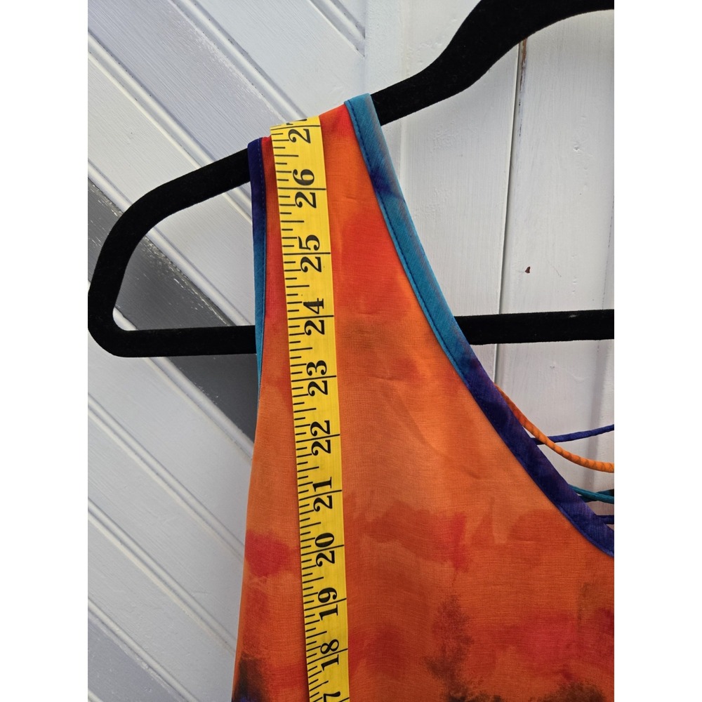 Worthington Women's L Orange Blue Purple Tie Dye Layered Chiffon Cross Tie‎ Tank - Picture 12 of 16